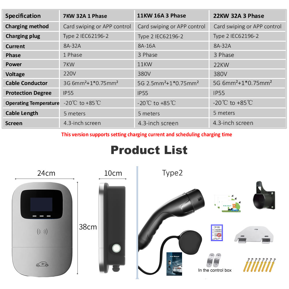 JIGU 7kW 11kW 22kW Type 2 Elec – Ev Charger Wallbox Bewertung und Preis
