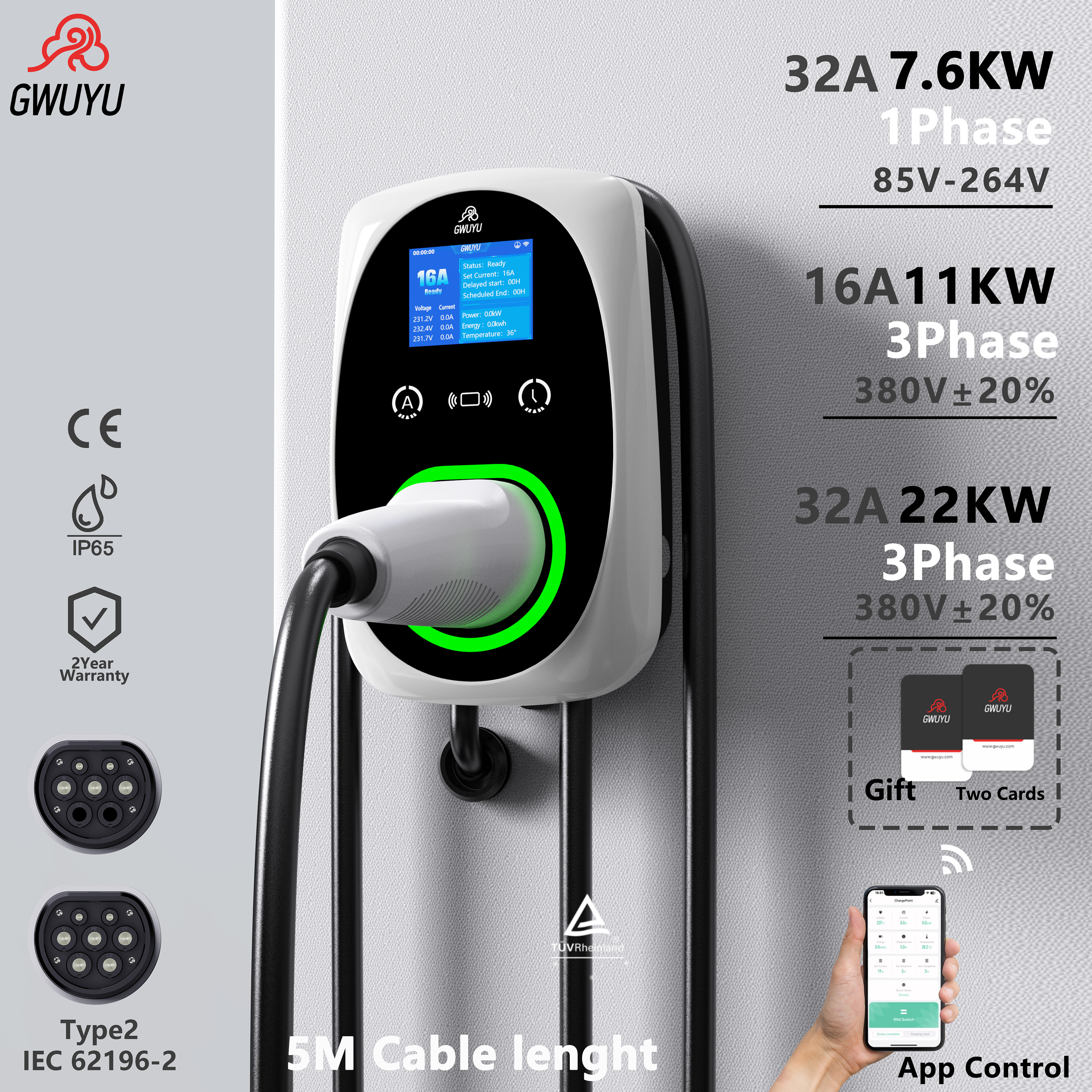 GWUYU EV Charger 32A 7.6KW Ele – Ev Charger Wallbox Bewertung und Preis
